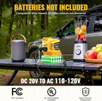 Real 200W Power Inverter Compatible With Dewalt, DC 20V to AC 110-120V Battery Inverter, LIVOWALNY Portable Power Station Generator, Charger Adapter Battery Powered with 2 USB & 1 Type-C & 1 AC Outlet