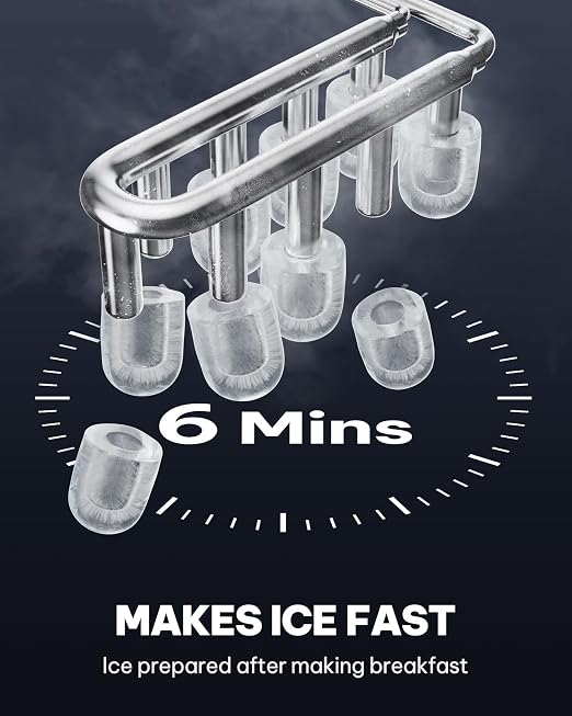 Silonn Ice Maker Countertop Machine with Handle, 26lbs in 24h, 9 Ice Cubes Ready in 6 Mins, Self-Cleaning Ice Makers with Basket and Scoop, Ideal for Home, Kitchen, Camping, RV
