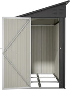 4×8 Ft Lean to Shed with Floor, Metal Outdoor Storage Shed, 0.25mm Galvanized Steel Metal Garden Shed Waterproof with Lockable Door for Backyard, Patio, Garden, Black