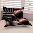 American Football Comforter Set for Boys Teens,Kids Sports Bedding Set Full Size,USA Flag Football Printed Bedroom Sets with 2 Matching Pillow Shams