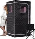 Smartmak Portable Infrared Sauna Box with 660nm Red Light Therapy Lamp for Home, Personal Indoor Full Body Dry Sauna Spa Tent, Relax Saunas with 6 Heaters, Heated Foot Pad, Remote, Chair, Greyborder