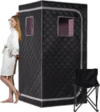 Smartmak Portable Infrared Sauna Box with 660nm Red Light Therapy Lamp for Home, Personal Indoor Full Body Dry Sauna Spa Tent, Relax Saunas with 6 Heaters, Heated Foot Pad, Remote, Chair, Greyborder