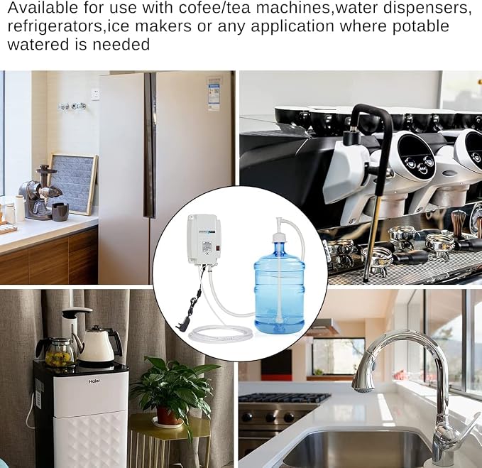 TDRSUPER Bottled Water Dispenser Pump System with Single Inlet, 110V 60PSI Drinking Water Electric Water Pump,Compatible with Coffee/Tea Maker, Water Dispenser,Ice Maker,Refrigerator