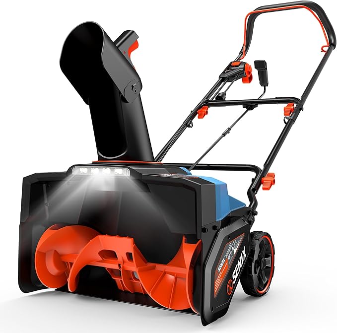 SENIX Corded Snow Blower High-Efficiency 880lbs/min, 15Amp 21 inch Electric Snow Thrower, 33FT Max Distance, 180° Rotating Chute & LED Lights ETL Certified for Driveway Sidewalk Winter Use (STE15-M)