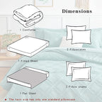 7 Pieces Tufted Bed in a Bag Queen Comforter Set with Sheets Green, Soft and Embroidery Shabby Chic Boho Bohemian, Luxury Solid Color with Diamond Pattern, Jacquard Tufts Bedding Set for All Season