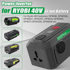 Power Inverter for Ryobi 40V Battery,200W Power Supply Inverter DC 18V to AC 110V, with USB Port & Type C PD3.0 Output Port & LED Lighting