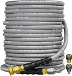 3/8" 4800PSI Pressure Washer Hose 75FT with Swivel Quick Connect for Cold/Hot Water Max 248°F, Kink Resistant Steel Wire Braided, Wear Resistant Power Washer Hose with M22 14mm Adapter