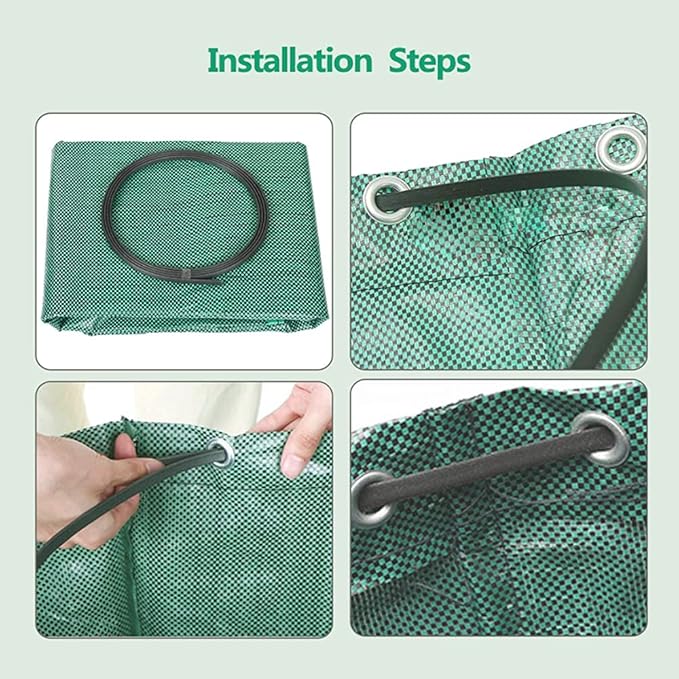 CFH-ALLEZ 1 Pair Lawn Claws Leaf Scoop Collect + 1 Pack 72 Gallons Reusable Light Green Garden Bag