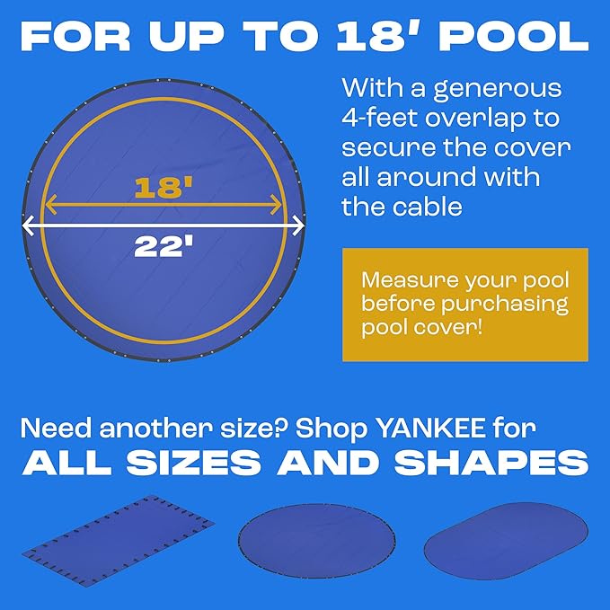 Winter Pool Cover 18 ft Round for Above Ground | Extra Thick & Durable Above-Ground Pool Cover | Sapphire Series of Premium Cold- and UV-Resistant Pool Cover | by Yankee Pool Pillow
