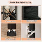 Furologee 5 Tier Tall Bookshelf with Back, Industrial Narrow Bookcase, Display Standing Shelf Units, Metal and Wood Storage Corner Shelves Organizer for Bedroom, Living Room, Entryway, Kitchen, Black