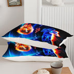 Axolotl Football Comforter Queen,Cool Blue Football Bedding Sports Theme Comforter Set For Boys,3D Rugby Sports Bedding Set Football Player On Fire For Boys Kids Teens,1 Quilt 2 Pillowcases,Black Blue