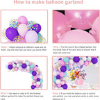 Amandir 134pcs Unicorn Balloons Arch Garland Kit, Unicorn Birthday Party Decorations for Girls Confetti Light Purple Aqua Blue Pink Balloons Set Wedding Baby Shower Party Supplies