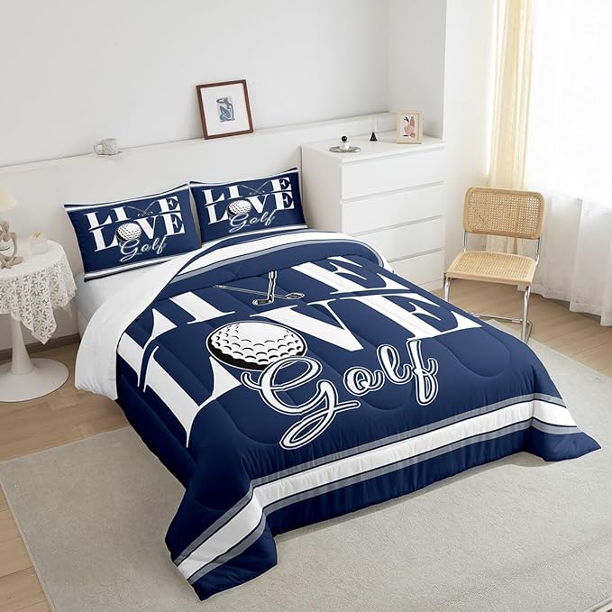 Feelyou Golf Print Bedding Set King Size Ball Gaming Comforter Set for Kids Boys Girls Decor Sports Theme Comforter Microfiber Golf Ball Duvet Set Bedroom Quilt Set