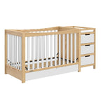 Graco Remi 4-In-1 Convertible Crib & Changer With Drawer (White & Natural) – GREENGUARD Gold Certified, Crib And Changing-Table Combo, Includes Changing Pad, Converts To Toddler Bed, Full-Size Bed