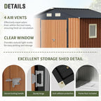 8x6 Ft Storage Shed, Large Outdoor Shed with Floor Base, Window, Lockable Doors, Outside Steel Shed for Garden, Backyard, Lawn, Patio Utility, Tool Storage