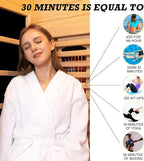 Infrared Sauna with Recliner, 2 Person Hemlock Wooden Dry Saunas with 220V/3400W, Indoor Home Sauna Spa with 9 Heating Panels, Bluetooth Speaker, 7 Color Lights, Oxygen Bar