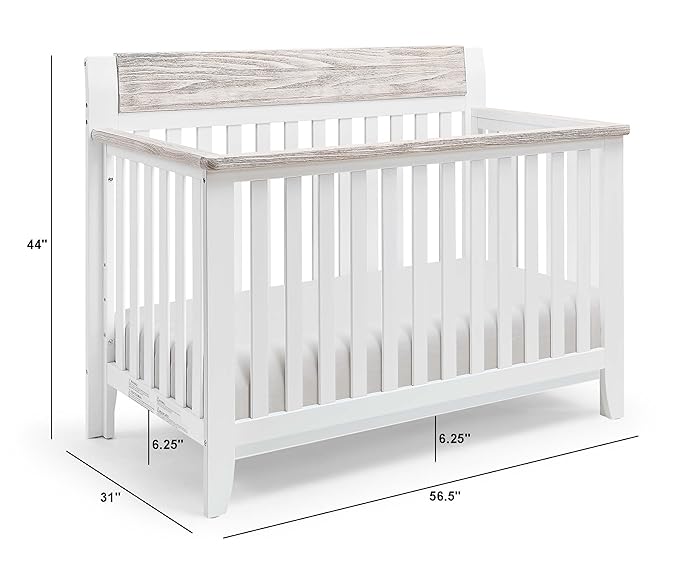 Suite Bebe Hayes 4 in 1 Convertible Crib, White and Wire Brushed Wood