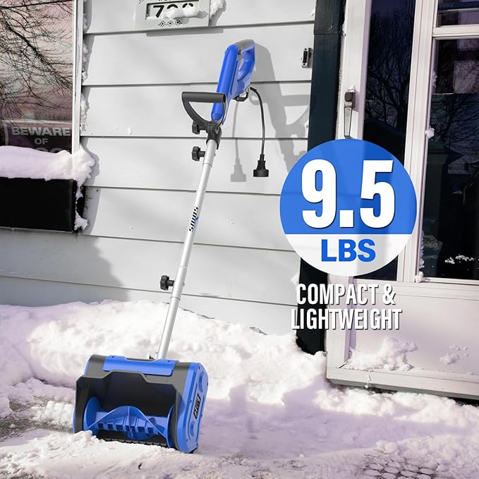 SOYUS Electric Snow Shovel, 11-Inch 10 Amp Corded Snow Shovel for Driveway, Snow Blower with Adjustable Front Handle, 300lbs/Minute