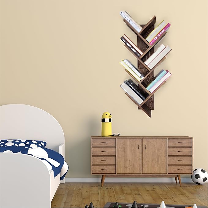 Tree Bookshelf 7-Tier | Wall Bookshelf | Book Organizer | Solid Wood Bookshelf for Kids | Floating Bookshelf Organizer