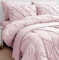 Lane Linen King Size Comforter Set, 7 Piece King Bedding Set, Pintuck King Bed in a Bag Set, King Size Pink Bed Set, Pinch Pleated King Size Comforter Set with Sheets, Pillowcases & Shams - Sepia Rose