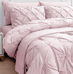 LANE LINEN Full Size Bed Set, 7 Piece Full Size Bed in a Bag Set, Soft Bedding Sets Full Size, Pintuck Full Bed Set, Full Size Comforter Sets for Girls with Sheets, Pillowcases & Shams - Sepia Rose