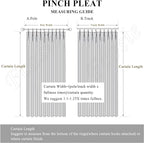 70" W x 108" L Faux Linen Room Divider Curtains, Full Blackout Pinch Pleated Drapes for Traverse Rod, Bedroom Divider Privacy Drapery with Hooks for Ceiling Track, 1 Panel, Fog Green