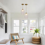 KCO Lighting Clear Glass Globe Pendant Light Ribbed Ceiling Light Brass Pendant Lights Kitchen Island Mid Century Modern Ceiling Hanging Light Gold Single Pendant Light