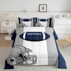 Feelyou Kids Football Comforter Set Twin Size Rugby Sports Bedding Set for Boys Teens Decor Soccer Ball Game Comforter American Football Grey Blue Duvet Set Quilt 2Pcs Boys