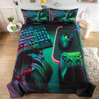 Gamer Comforter Sets for Teen Boys,Gaming Bedding Sets Queen,Video Game Bedspread,Game Gamepad Bed Set,Controller Bedding Gamer Home Decor 3 Piece 1 Comforter and 2 Pillowcases
