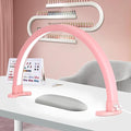 Super Bright Half Moon Light for Nail Desk, Upgrade Nail Lamp for Desk with Stepless Dimming, Half Moon Desk Lamp 3 Color Temperature (Pink)