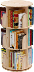 3 Tier 360° Rotating Stackable Shelves Bookshelf Organizer 360 Display Rotating Bookshelf Wood Book Shelf Organizer for Bedroom, Living Room, Study Room - Intexca