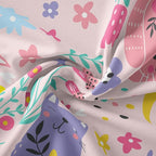 Floral Cat Comforter Twin Size,Pink Cat Comforter Set for Kids Teens Girls,3Pcs Bedding Set Printed Comforter with 2 Pillowcases,Down Alternative,Soft and Lightweight(Pink，Twin Size)
