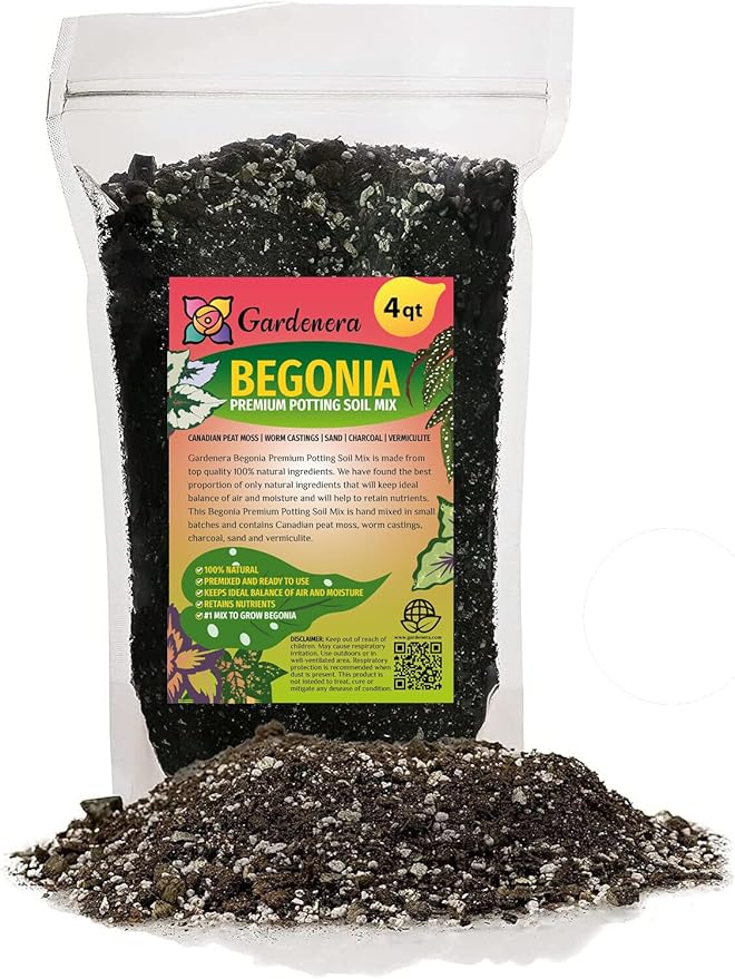 Gardenera Begonia Potting Mix - Promote Strong Roots and Stunning Blooms with Our Premium Blend - 4 Quart