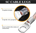 2 Gauge Battery Welding Cable (Black, 2 Feet) - 2 AWG Copper Clad Aluminum Power Wire with M8 & M10 Copper Cable Lug Ends for Auto, Camper, RV, Truck, Solar Low Voltage Jumper Wiring