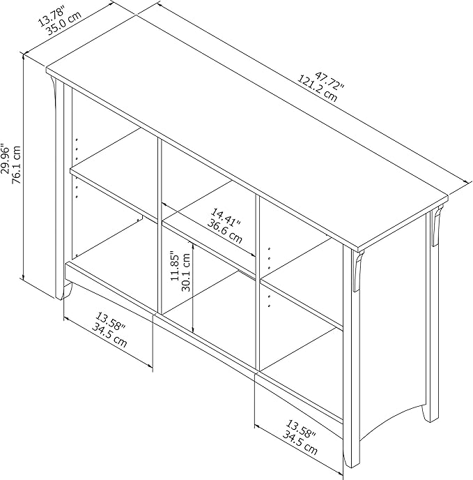 Bush Furniture Salinas Cube Shelf and Bookcase | Display 6 Shelves | Modern Storage Cabinet with Open Bookshelf for Library, Office, Living Room, Bedroom and More, 48W x 14D x 30H, Vintage Black