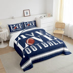 Feelyou Rugby Sports Bedding Set Twin Size Football Comforter Set for Kids Boys Girls Decor Soccer Ball Game Comforter Microfiber American Football Player Duvet Set Bedroom Quilt Set