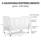 DaVinci Jenny Lind 3-in-1 Convertible Crib in White, Removable Wheels, Greenguard Gold (Mattress Not Included)