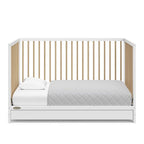 Graco Teddi 5-in-1 Convertible Crib with Drawer (White with Driftwood) – GREENGUARD Gold Certified, Crib with Drawer Combo, Full-Size Nursery Storage Drawer, Converts to Toddler Bed