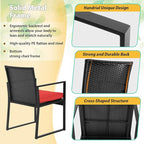 FDW Patio Furniture Sets 3 Piece Outdoor Bistro Set Wicker Patio Chairs Rattan Outdoor Furniture for Backyard Porch Poolside Lawn,Red Cushion