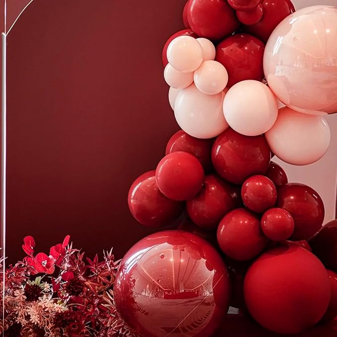 130pcs Ruby Red Balloons Different Sizes 18" 12" 10" 5" Dark Red Latex Balloon Garland Arch Kit for Birthday Baby Shower Graduation Wedding Valentine's Day Christmas Party Decorations