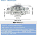 21 Inch Crystal Chandelier LED Flush Mount Ceiling Light Fixtures Luxury Chandeliers for Living Room Bathroom Bedroom Entrance Dining Room(Cool White)