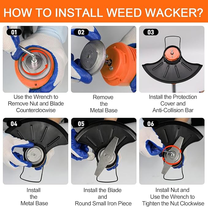 GardenJoy Weed Wacker Battery Operated: 12V Cordless Grass Trimmer with 2.0Ah Battery, Fast Charger and 3 Types Cutting Blade, Portable Electric Lawn Trimmer for Garden Yard Weeding Work
