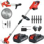Cordless Weed Wacker, Electric Weed Eater, Grass Trimmer Cordless, 2 Batteries, Weed Erimmer,red
