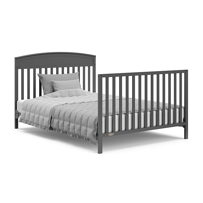 Graco Benton 5-in-1 Convertible Crib (Gray) – GREENGUARD Gold Certified, Converts from Baby Crib to Toddler Bed, Daybed and Full-Size Bed, Fits Standard Full-Size Crib Mattress