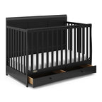 Graco Asheville 4-in-1 Convertible Crib with Drawer (Black) – GREENGUARD Gold Certified, Crib with Drawer Combo, Full-Size Nursery Storage Drawer, Converts to Toddler Bed, Daybed and Full-Size Bed