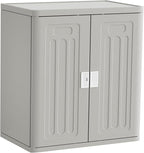 Amopatio Outdoor Storage Cabinet Waterproof with 1 Shelf, Patio Storage Shed All Weather Use for Lawn Care Accessories, 19.7" D x 29.5" W x35.4 H, Gray