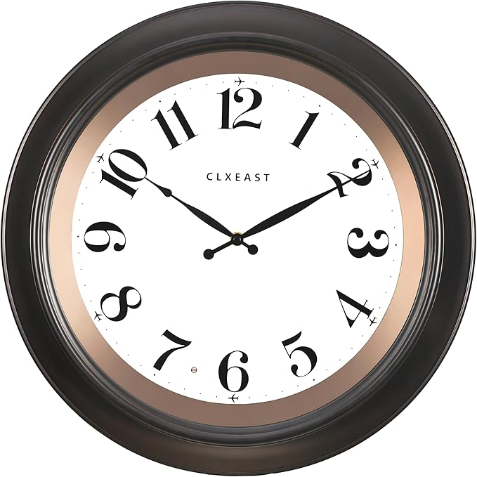 CLXEAST 18 Inch Large Illuminated Wall Clock with AI Smart Night Light Sensor,Modern Farmhouse Wall Clocks for Living Room,Bedroom,Bathroom, Kitchen, Home Office,Oil Rubbed Bronze Black