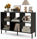 LOKO 6 Cube Bookcase, 3-Tier Floor Open Bookshelf with 5 Metal Legs, Cube Storage Organizer with Adjustable Shelves, Modern Display Shelving for Living Room, Study, Bedroom, Office (black)
