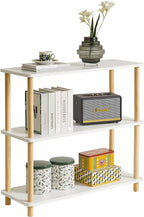IBUYKE 3-Tier Wooden Open Bookcase - Modern Freestanding Bookshelf Storage Organizer,Standing Shelf Units,Multifunctional Display Stand for Bedroom, Living Room and Home Office,White WBC003W