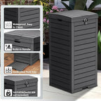 31 Gallon Double-Lid Outdoor Trash Can with Leak-Proof Slide Tray, Weatherproof Resin Waste Bin for Patio, Garden, Indoor and Backyard, Black